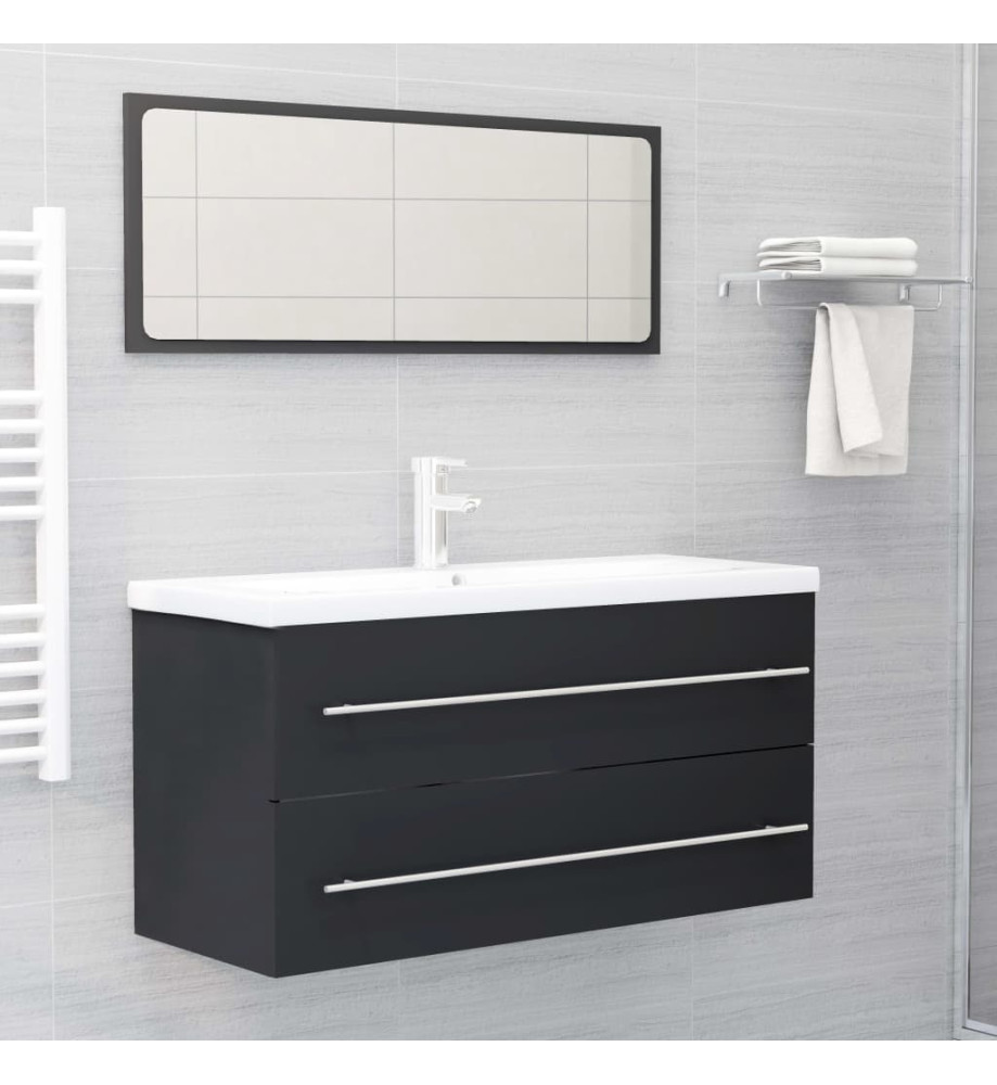 Ensemble de meubles de salle de bain 2 pcs Gris Aggloméré