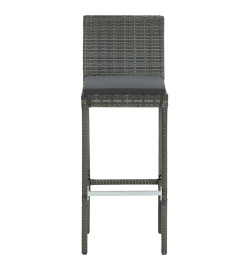 Ensemble de bar de jardin 5 pcs et coussins Résine tressée Gris