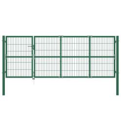 Portail de clôture de jardin avec poteaux 350x120 cm Acier Vert