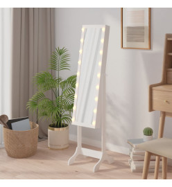 Miroir sur pied blanc avec LED blanc 34x37x146 cm