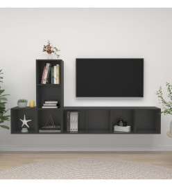 Ensemble de meuble TV 3 pcs Gris Aggloméré