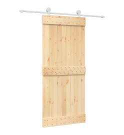 Porte coulissante et kit de quincaillerie 90x210 cm pin massif