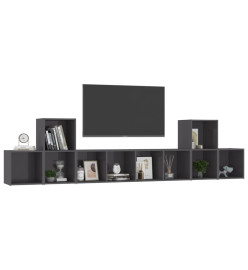 Ensemble de meubles TV 5 pcs Gris brillant Aggloméré