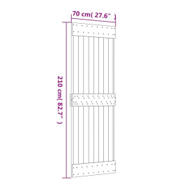 Porte coulissante et kit de quincaillerie 70x210 cm pin massif