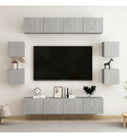 Ensemble de meubles TV 8 pcs Gris béton Aggloméré