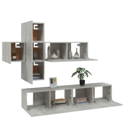 Ensemble de meubles TV 7 pcs Gris béton Bois d'ingénierie