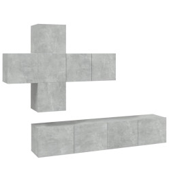 Ensemble de meubles TV 7 pcs Gris béton Bois d'ingénierie