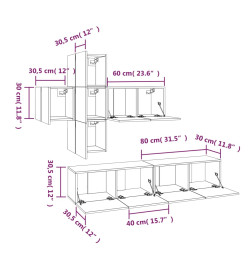 Ensemble de meubles TV 7 pcs Gris béton Bois d'ingénierie