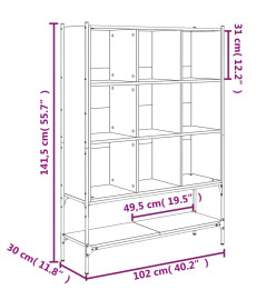 Bibliothèque sonoma gris 102x30x141,5 cm bois d'ingénierie