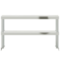 Étagère de table de travail à 2 niveaux 110x30x65 cm inox