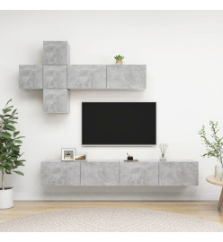 Ensemble de meuble TV 7 pcs Gris béton Aggloméré