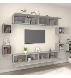 Ensemble de meubles TV 8 pcs Gris béton Bois d'ingénierie