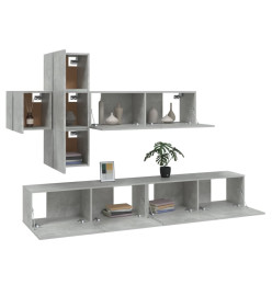 Ensemble de meubles TV 7 pcs Gris béton Bois d'ingénierie