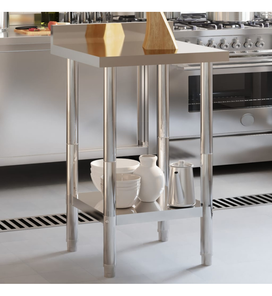 Table de travail de cuisine avec dosseret 55x55x93 cm inox