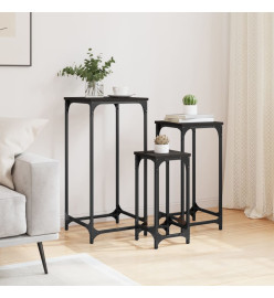 Tables d’appoint gigognes 3 pcs noir bois d'ingénierie