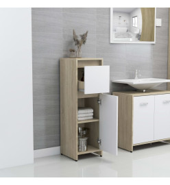 Armoire de bain Blanc et chêne sonoma 30x30x95 cm Aggloméré