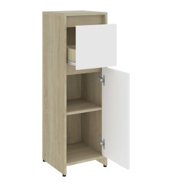 Armoire de bain Blanc et chêne sonoma 30x30x95 cm Aggloméré