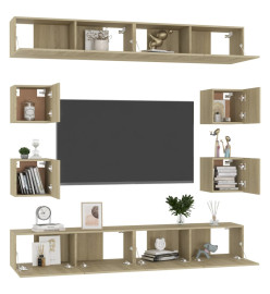 Ensemble de meubles TV 8 pcs Chêne sonoma Aggloméré