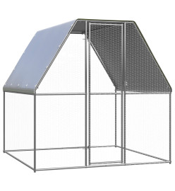 Poulailler argenté et gris 2x2x2 m acier galvanisé