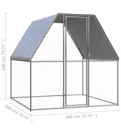 Poulailler argenté et gris 2x2x2 m acier galvanisé