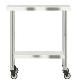 Table de travail de cuisine avec roues 82,5x55x85 cm inox