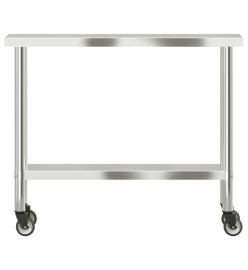 Table de travail de cuisine avec roues 110x30x85 cm inox