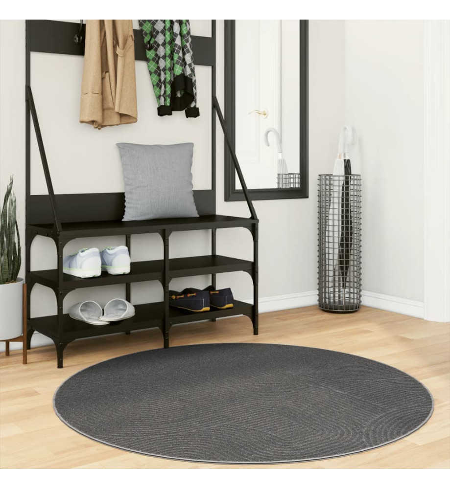 Tapis IZA poils courts style scandinave anthracite Ø 120 cm