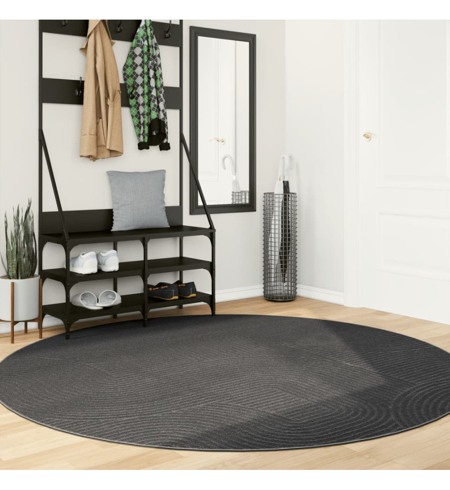 Tapis IZA poils courts style scandinave anthracite Ø 200 cm