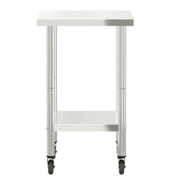 Table de travail de cuisine avec roues 55x55x85 cm inox