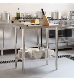 Table de travail de cuisine avec dosseret 82,5x55x93 cm inox