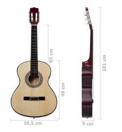 Guitare classique pour débutants 4/4 39" Tilleul