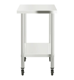 Table de travail de cuisine avec roues 110x55x85 cm inox