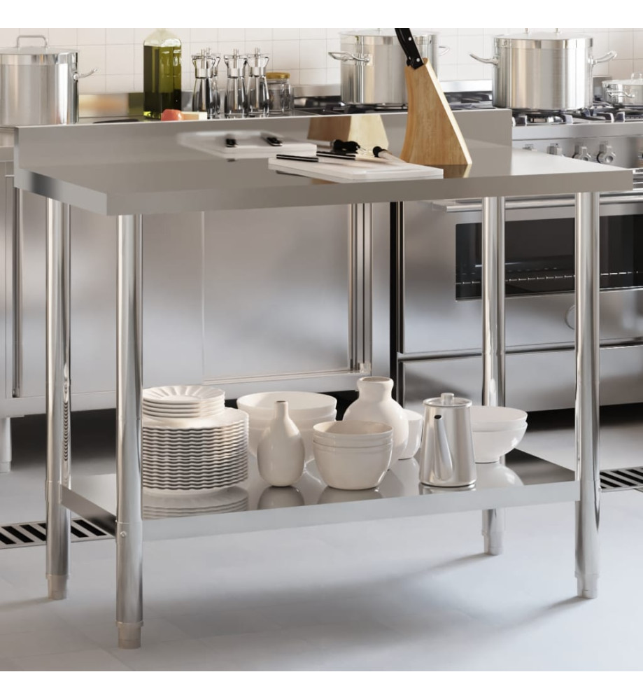 Table de travail de cuisine avec dosseret 110x55x93 cm inox