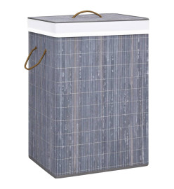 Panier à linge avec 2 sections bambou gris 72 L