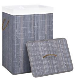 Panier à linge avec 2 sections bambou gris 72 L