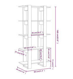 Bibliothèque/Séparateur de pièce Chêne fumé 80x30x160 cm