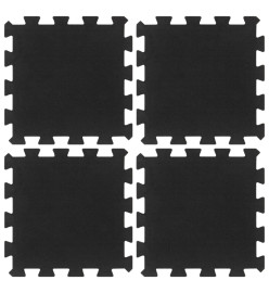 Carreaux de sol caoutchouc 4 pcs noir 16 mm 30x30 cm