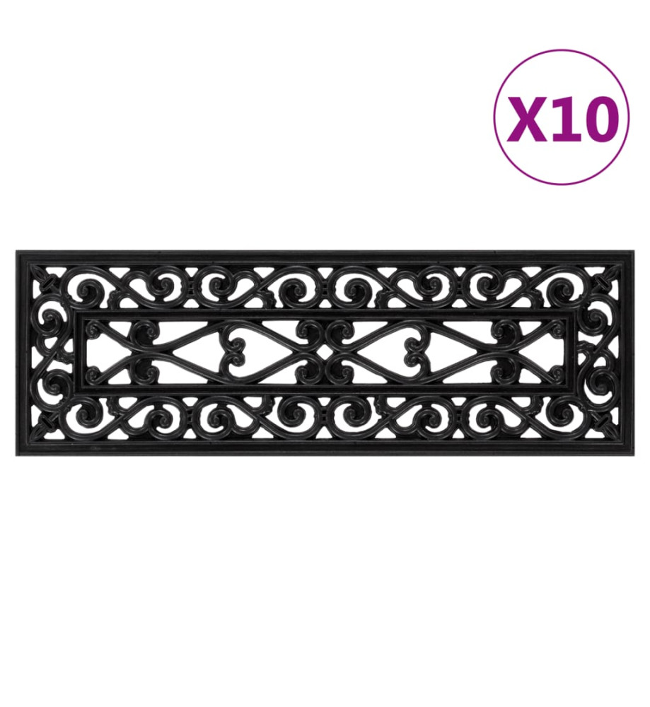 Marches d'escalier 10 pcs 25x75 cm caoutchouc