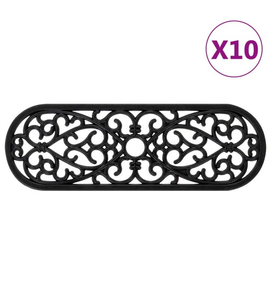 Marches d'escalier 10 pcs 25x75 cm caoutchouc