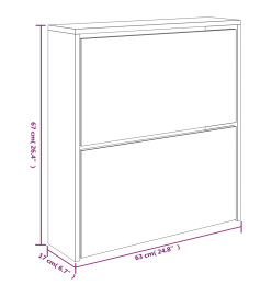 Armoire à chaussures avec miroir à 2 niveaux Noir 63x17x67 cm