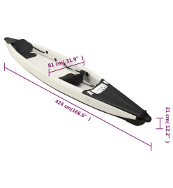 Kayak gonflable noir 424x81x31 cm polyester