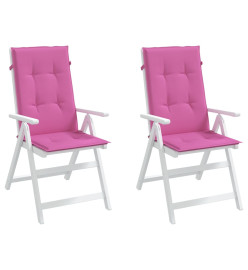 Coussins de chaise de jardin à dossier haut lot de 2 rose tissu