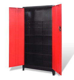 Armoire à outils avec 2 portes Acier 90x40x180 cm Noir et rouge