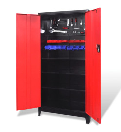 Armoire à outils avec 2 portes Acier 90x40x180 cm Noir et rouge