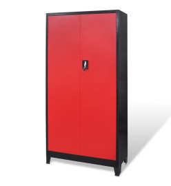 Armoire à outils avec 2 portes Acier 90x40x180 cm Noir et rouge