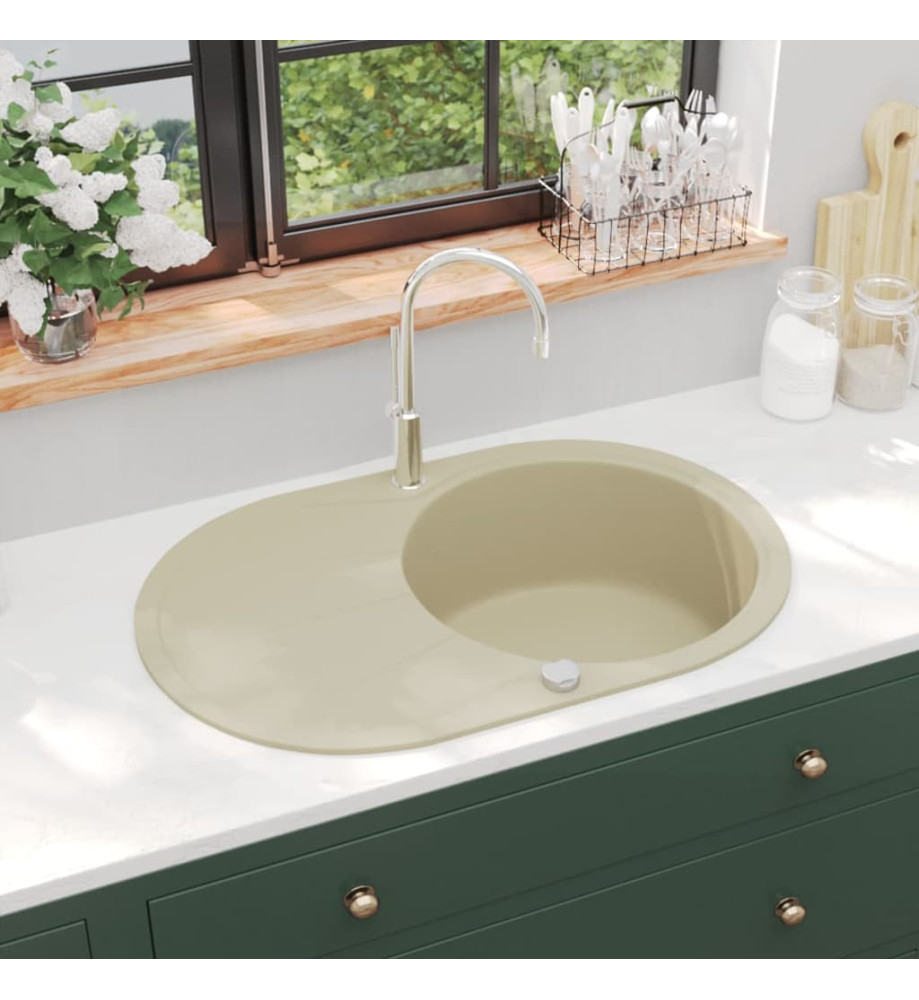 Évier de cuisine Granit Seul lavabo Ovale Beige