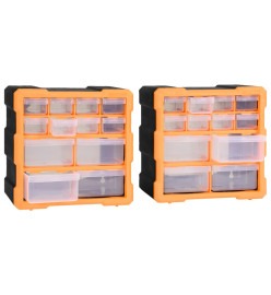 Organisateurs multi-tiroirs avec 12 tiroirs 2 pcs 26,5x16x26 cm