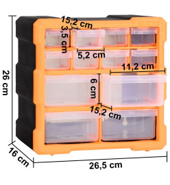 Organisateurs multi-tiroirs avec 12 tiroirs 2 pcs 26,5x16x26 cm