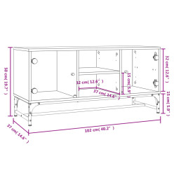 Meuble TV avec portes en verre chêne sonoma 102x37x50 cm