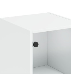 Buffet avec portes en verre blanc 35x37x142 cm